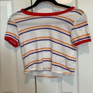 pac sun stripped cropped t shirt